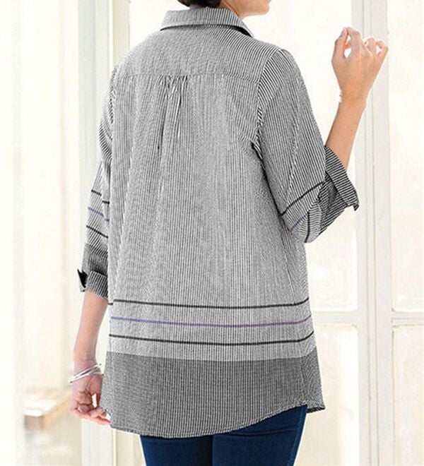 ルフラン（ルフラン）の「ストライプ×ギンガムの爽やかブラウス＜ロイル＞（シャツ）」｜詳細画像