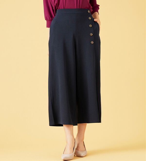 BELLUNA（ベルーナ）の「ジョーゼット素材サイドボタンワイドパンツ（ワイドパンツ・ガウチョ）」｜詳細画像