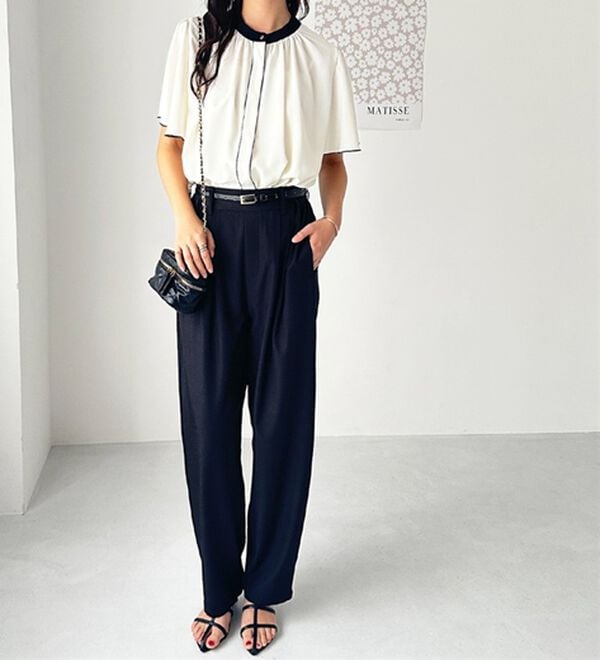 GeeRA（ジーラ）の「前後２ＷＡＹ配色フレアー袖ブラウス（ブラウス）」｜詳細画像