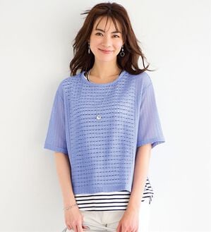 BELLUNA（ベルーナ）の「タンクトップ付！透かし編プルオーバーアンサンブル（アンサンブル）」｜ライラック