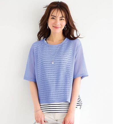 BELLUNA（ベルーナ）の「タンクトップ付！透かし編プルオーバーアンサンブル（アンサンブル）」
