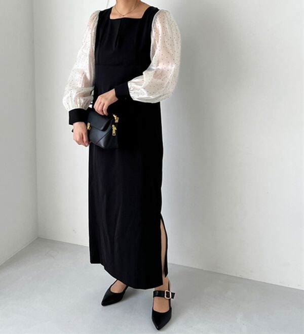 GeeRA（ジーラ）の「【オケージョン】バックリボンシアードット切替ワンピース（その他ワンピース）」｜詳細画像