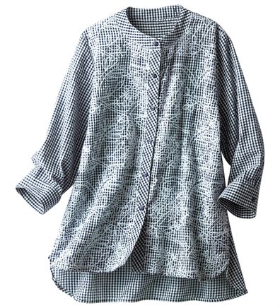BELLUNA（ベルーナ）の「＜インド製＞刺しゅうデザインギンガムシャツ（シャツ）」
