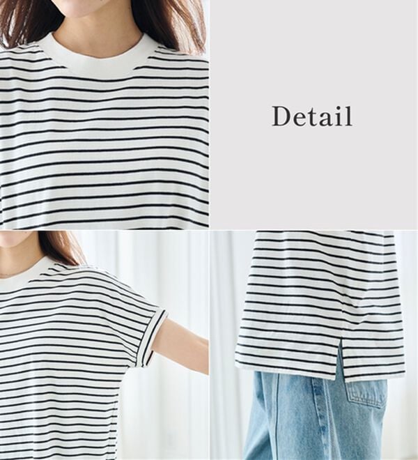 RANAN（ラナン）の「【選べる袖丈】＜BC＞綿100％プチハイネックＴシャツ（カットソー）」｜詳細画像