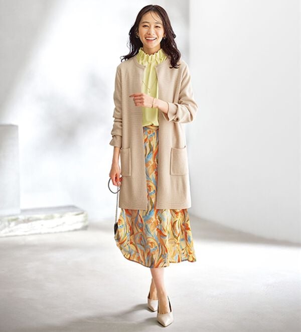 BELLUNA（ベルーナ）の「艶やかプリント切替フレアースカート（ロングスカート）」｜詳細画像