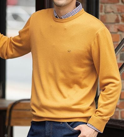 「＜ゴールデンベア＞メリノウールクルーネックセーター（メンズニット・セーター）」