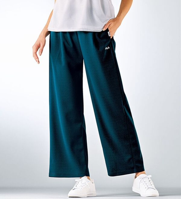 BELLUNA（ベルーナ）の「＜ＦＩＬＡ＞ジョーゼット素材タックワイドパンツ（ワイドパンツ・ガウチョ）」｜ターコイズ