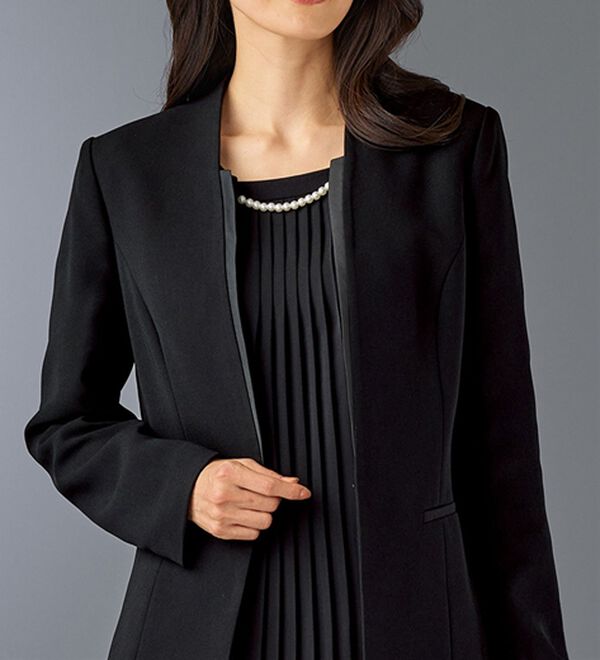 BELLUNA（ベルーナ）の「【３点セット】洗えるストレッチ素材！ワイドパンツ３点セット（ブラックフォーマル（喪服・礼服））」｜詳細画像