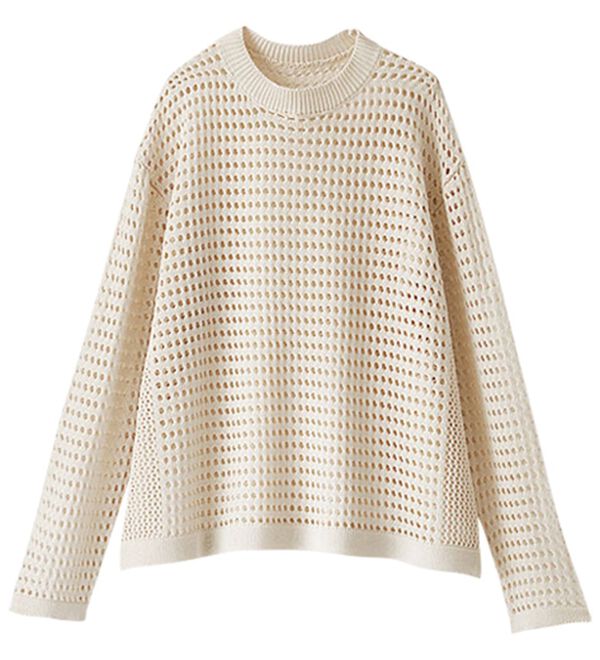 BELLUNA（ベルーナ）の「涼やか麻タッチメッシュニットプルオーバー（ニット・セーター）」｜詳細画像