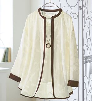 ルフラン（ルフラン）の「シアー素材のブラウスジャケット（シャツ）」｜アイボリー系