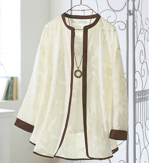 ルフラン（ルフラン）の「シアー素材のブラウスジャケット（シャツ）」｜アイボリー系