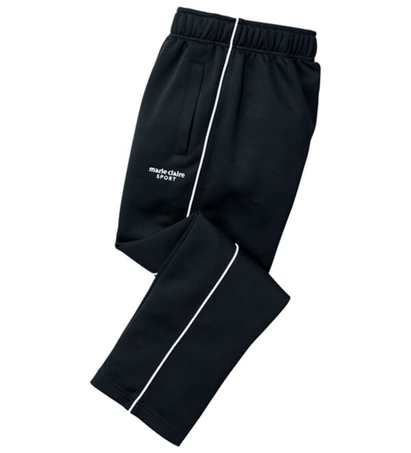 「＜マリ・クレール＞ブリスターメッシュパンツ（フルレングスパンツ）」｜ブラック