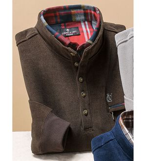 「＜コムルヴァン・オム＞着心地安心のダブル衿トレーナー（メンズトレーナー）」｜ブラウン