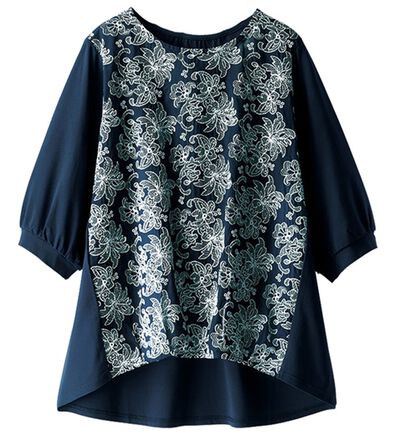 BELLUNA（ベルーナ）の「配色花柄刺しゅうブラウス（アンサンブル）」