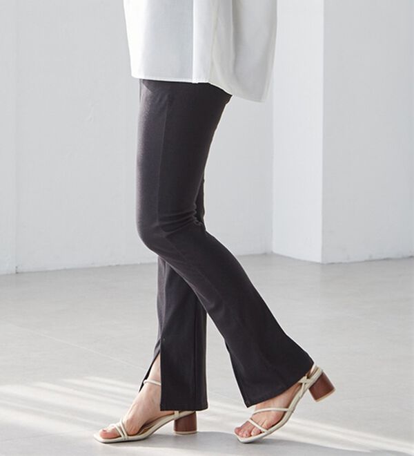 RANAN（ラナン）の「ひんやり！デニム調スリットパンツ（フルレングスパンツ）」｜詳細画像