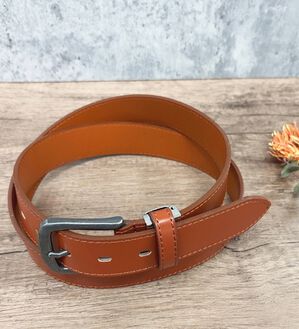 「【EDWIN】紳士牛床革Sステッチ35ベルト（メンズベルト）」｜ブラウン