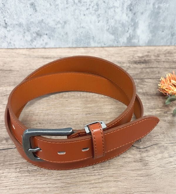 「【EDWIN】紳士牛床革Sステッチ35ベルト（メンズベルト）」｜ブラウン