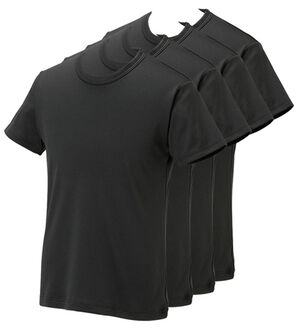 「【４枚組】サーモケア（Ｒ）綿混裏起毛インナー（メンズ肌着・インナーウェア）」｜ブラック4枚組 半袖丸首