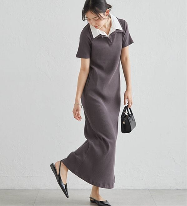 RANAN（ラナン）の「ダブルカラーリブワンピース（カットソーワンピース）」｜詳細画像