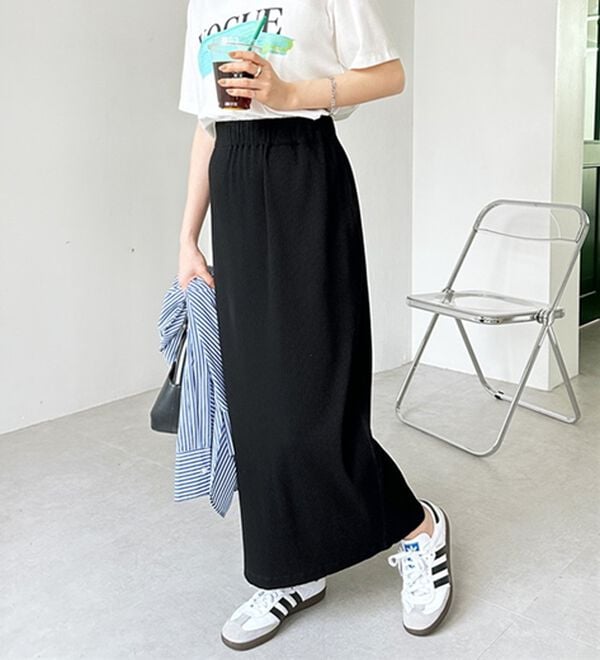 GeeRA（ジーラ）の「【着回し力◎】楽ちんすっきり見え！リブロングスカート（ロングスカート）」｜詳細画像