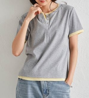 RANAN（ラナン）の「レイヤード風ヘンリーネックTシャツ（カットソー）」｜詳細画像