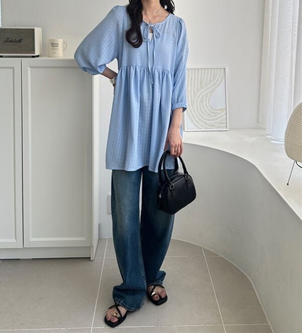 GeeRA（ジーラ）の「前後２ＷＡＹチェックペプラムチュニック（チュニック）」｜詳細画像