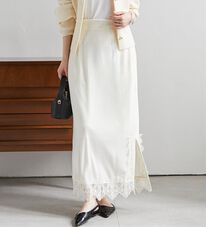 RANAN（ラナン）の「裾レースベロアナロースカート（ロングスカート）」