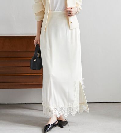 RANAN（ラナン）の「裾レースベロアナロースカート（ロングスカート）」