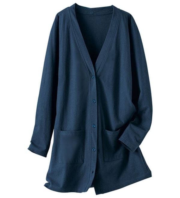 BELLUNA（ベルーナ）の「強撚綿１００％ベーシックカーディガン（その他カーディガン）」｜ネイビー ベーシック