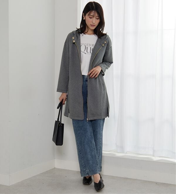 BELLUNA（ベルーナ）の「衿デザインロング丈パーカー（パーカー）」｜詳細画像