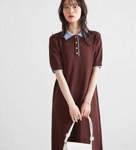 RANAN（ラナン）の「【6つの機能付】ひんやりダブルカラーポロニットワンピース（その他ワンピース）」