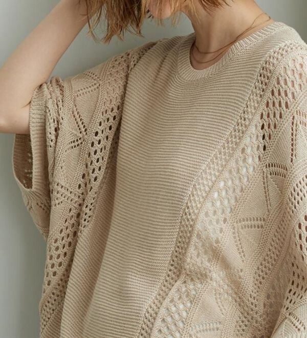 BELLUNA（ベルーナ）の「透かし編ドルマンニットプルオーバー（ニット・セーター）」｜詳細画像