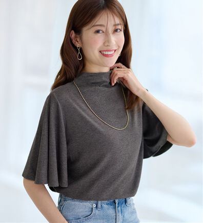 alotta（アロッタ）の「上品フレアー袖リブＴシャツ（カットソー）」