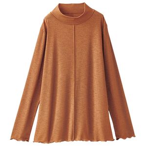 BELLUNA（ベルーナ）の「シアー楊柳素材ハイネックプルオーバー（カットソー）」｜モカ