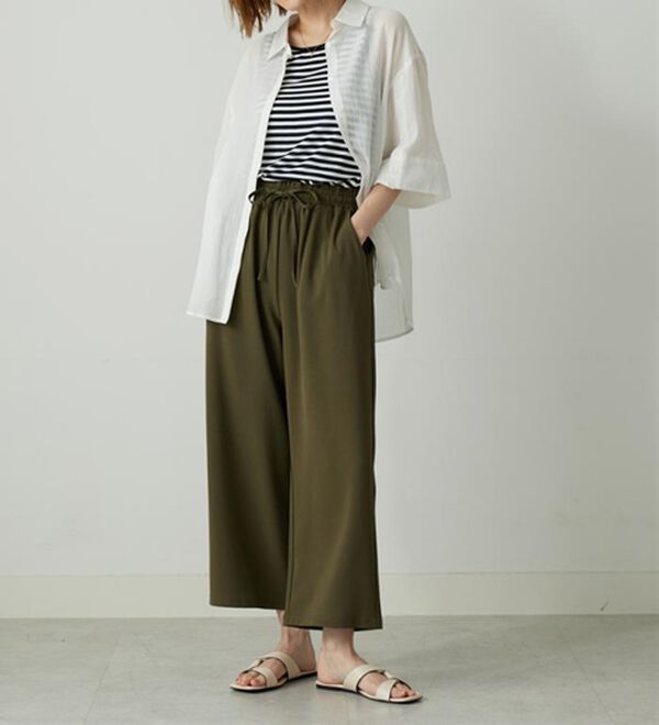 BELLUNA（ベルーナ）の「【接触冷感/UVカット/吸水速乾/イージーケア】カナパストレッチ素材ワイドパンツ（ワイドパンツ・ガウチョ）」｜詳細画像