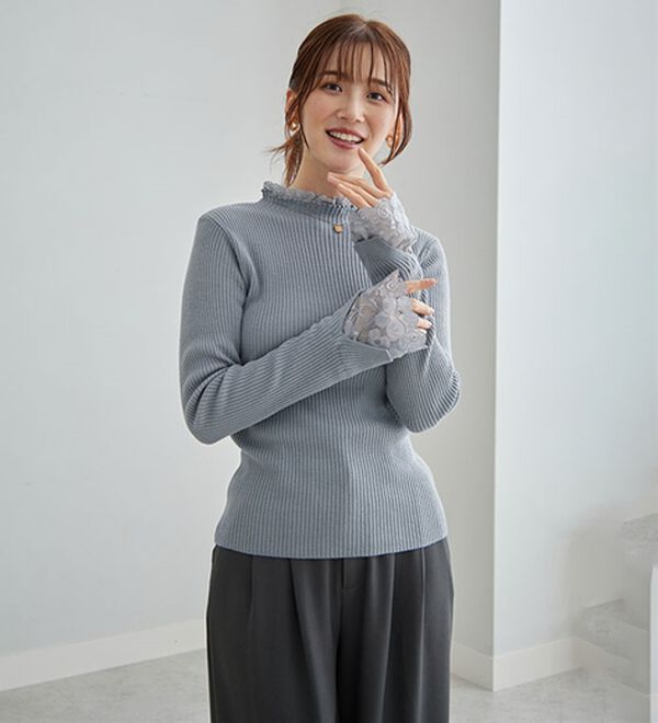 GeeRA（ジーラ）の「【復活】大人可愛い！レースが上品なハイネックニット（ニット・セーター）」｜詳細画像