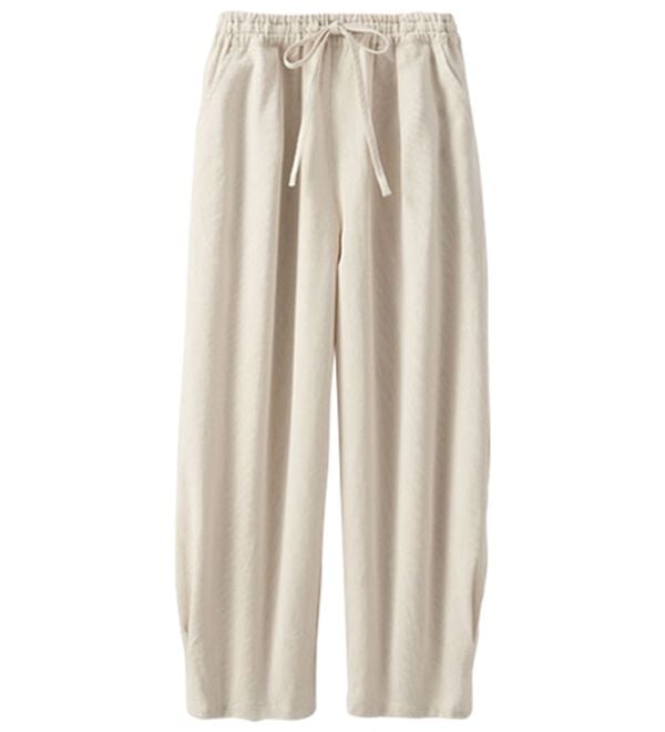 BELLUNA（ベルーナ）の「＜インド製＞スラブ綿タックデザインパンツ（フルレングスパンツ）」｜詳細画像