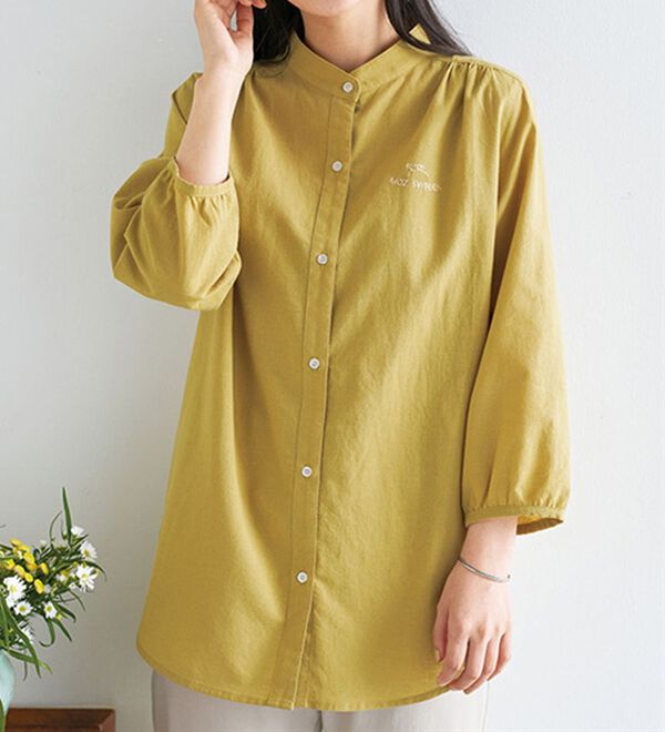 BELLUNA（ベルーナ）の「＜ｍｏｚ＞刺しゅうデザイン綿麻シャツ（シャツ）」｜詳細画像