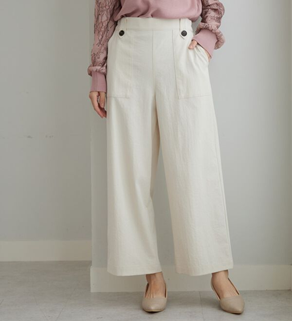 BELLUNA（ベルーナ）の「《快適Ｌａｂ．》サラもち！快適ビンテージ調素材ワイドパンツ（ワイドパンツ・ガウチョ）」｜詳細画像