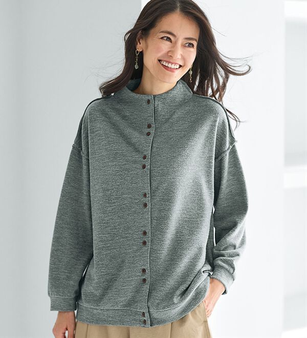 BELLUNA（ベルーナ）の「ゆったりボトムに合わせるウール調素材ショートプルオーバー（カットソー）」｜詳細画像