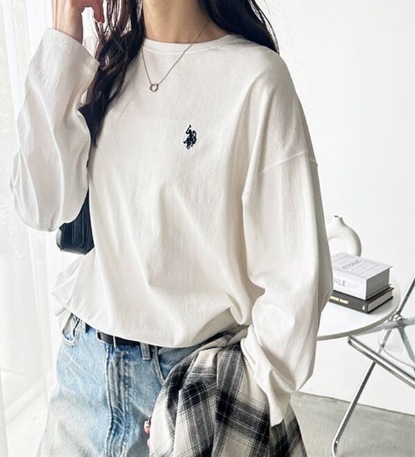 GeeRA（ジーラ）の「【Ｕ．Ｓ．ＰＯＬＯ ＡＳＳＮ】オーバーサイズ刺しゅうロンＴ（カットソー）」｜詳細画像