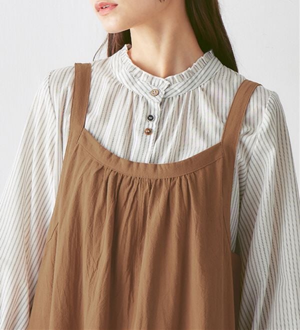 Viola e Viola（ヴィオラ エ ヴィオラ）の「綿１００％たっぷりギャザーのジャンパースカート（ジャンパースカート）」｜詳細画像