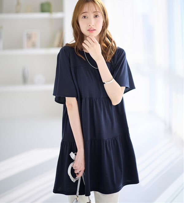 alotta（アロッタ）の「楽に可愛く！ふんわり綿混ティアードチュニック（チュニック）」｜詳細画像