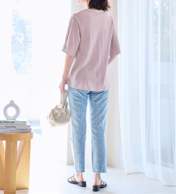 alotta（アロッタ）の「【接触冷感】スキッパータック袖ブラウスカットソー（カットソー）」｜詳細画像