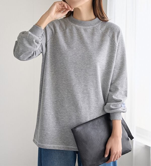 BELLUNA（ベルーナ）の「華奢見せ！しっかり綿混裏毛素材トレーナー（トレーナー・スウェット）」｜杢グレー