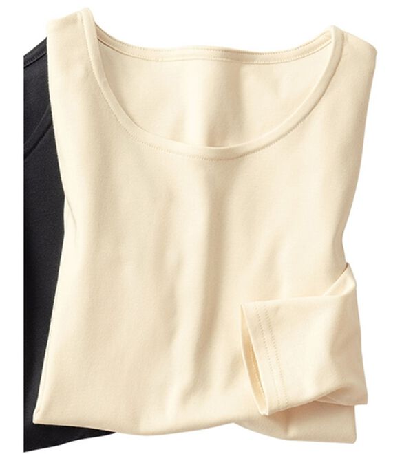 VINNO（ヴィノ）の「＜日本製＞肌に優しい綿１００％保温インナー（カットソー）」｜スモークベージュ