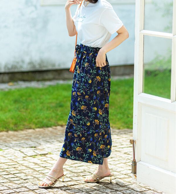 BELLUNA（ベルーナ）の「【接触冷感】レーヨン素材プリントワイドパンツ（ワイドパンツ・ガウチョ）」｜詳細画像