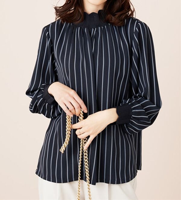 BELLUNA（ベルーナ）の「衿＆袖ニット使い美人顔ブラウス（ブラウス）」｜詳細画像