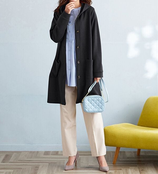 BELLUNA（ベルーナ）の「ボーダージャカード素材フードカーディガン（その他ジャケット）」｜詳細画像