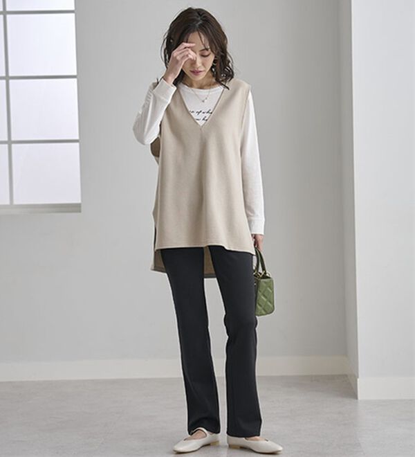 BELLUNA（ベルーナ）の「【裏起毛有無】ジャストフィットらくらくパンツ（フルレングスパンツ）」｜詳細画像